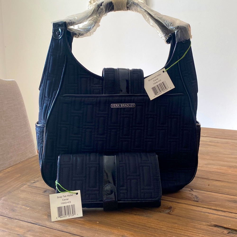 Vera Bradley 2 piece Structures Hobo Caviar Purse & wallet